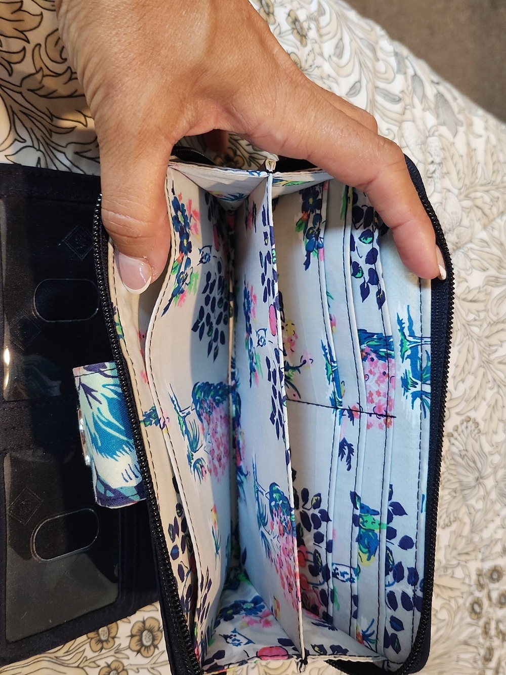 Vera Bradley Floral Quilted Wallet - Navy Multi - Picture 4 of 4